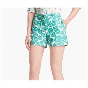Tory Burch Gabriel Teal Paisley Print Shorts Sz 6 NWOT